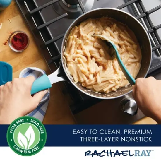 Rachael Ray Cook + Create Aluminum Nonstick Saucier Pan 3qt Agave Blue image {9}
