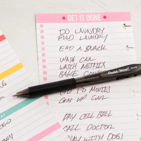 8ct Wow! Ballpoint Pens 1mm Black/Blue/Red - Pentel: Retractable Click Pens for Art & Office, 8 Pack image {2}