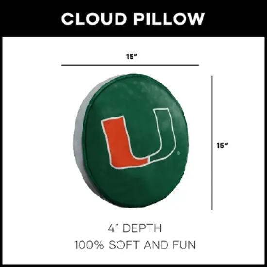 NCAA Miami Hurricanes 15" Circular Cloud Pillow image {4}
