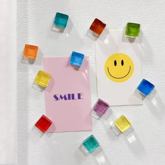 Wrapables Colorful Glass Cube Magnets, Refrigerator Magnets for Office Whiteboards, Cabinets, Lockers (Set of 24) image {7}
