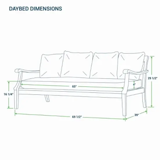 Cambridge Casual Robin Teak Wood Outdoor Sofa Daybed with Oyster Cushion: Weather-Resistant, Galvanized Steel Hardware, Foam Fill image {7}