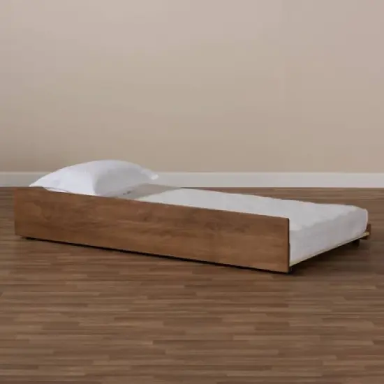 Twin Midori Wood Trundle Bed Walnut - Baxton Studio image {4}