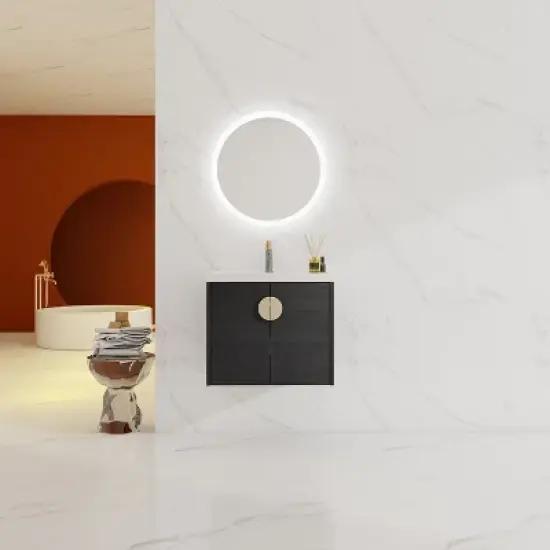 Bathroom Vanity with Sink and Soft Close Door for Small Bathrooms, Black - ModernLuxe image {1}