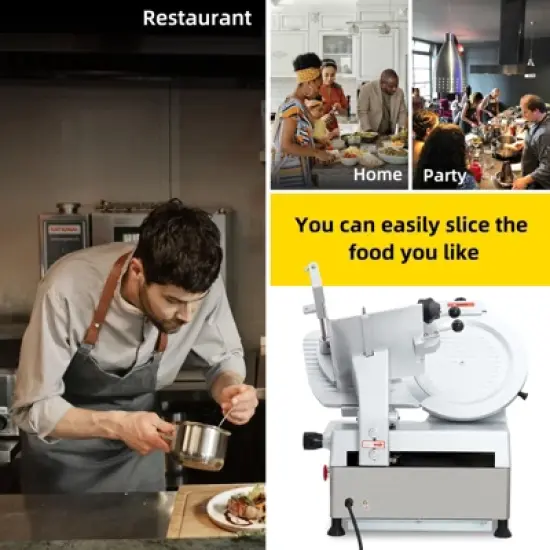 Electric Food Slicer, Full-Auto Stainless Steel Electric Food Cutter Machine with Adjustable Thickness image {5}