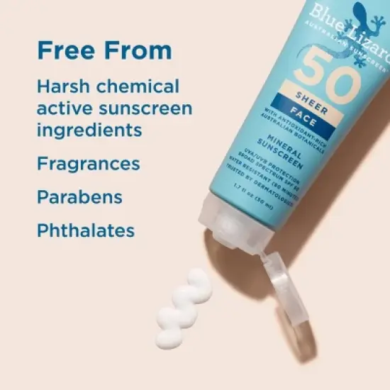 Blue Lizard Sheer Face Mineral Sunscreen Lotion - SPF 50 - 1.7 fl oz image {6}