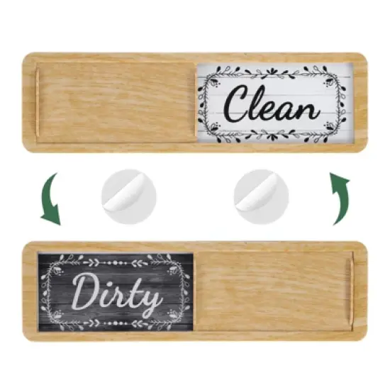 Unique Bargains Kitchen Hotel Indicator Wood Grain Flower Edge Clean Dirty Sign Dishwasher Magnet image {6}