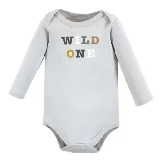 Hudson Baby Unisex Baby Cotton Long-Sleeve Bodysuits, Rustic Safari image {4}