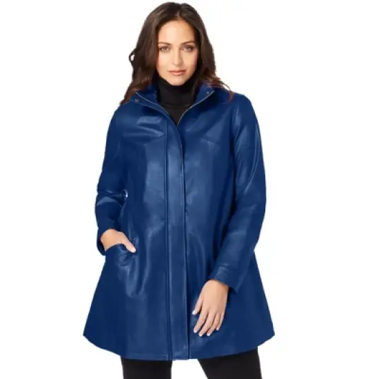 Jessica London Women&rsquo;s Plus Size A-Line Zip Front Leather Jacket image {8}