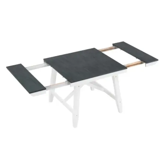 6 PCS Classic Wood Extendable Dining Table Set, Rectangular Table with 4 Upholstered Chairs & Bench, Gray+White-ModernLuxe image {10}