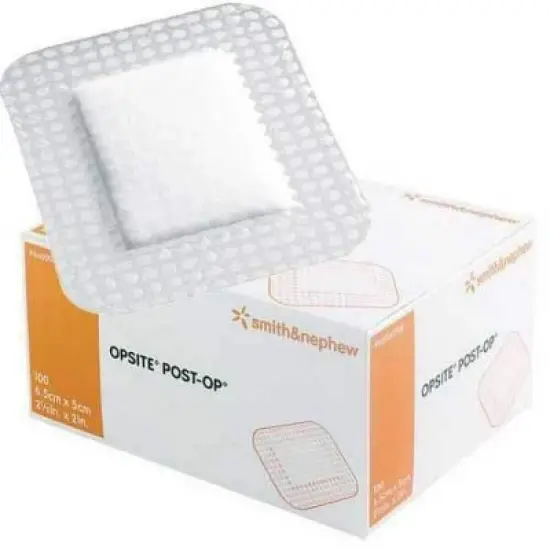 Smith & Nephew Opsite Post-Op Transparent Waterproof Dressing with Highly Absorbent Pad 3-3/4" x 3-3/8", Low Adherence, Latex-Free (Box of 20 Each) image {3}
