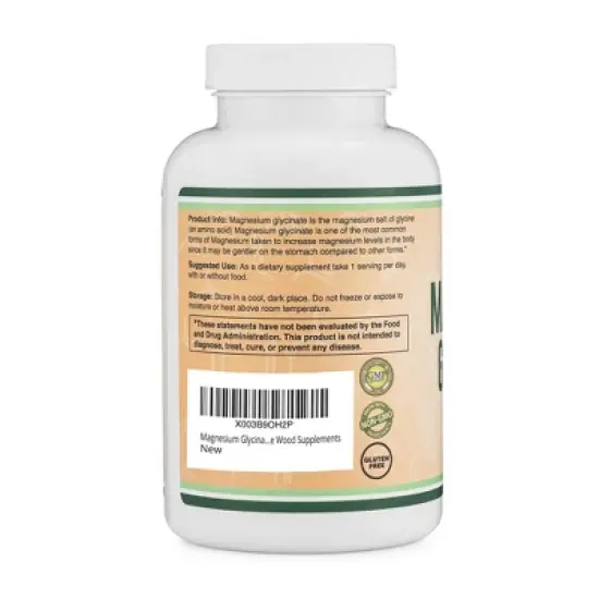 Magnesium Glycinate - 180 x 400 mg capsules by Double Wood Supplements - Supports Sleep Quality image {2}
