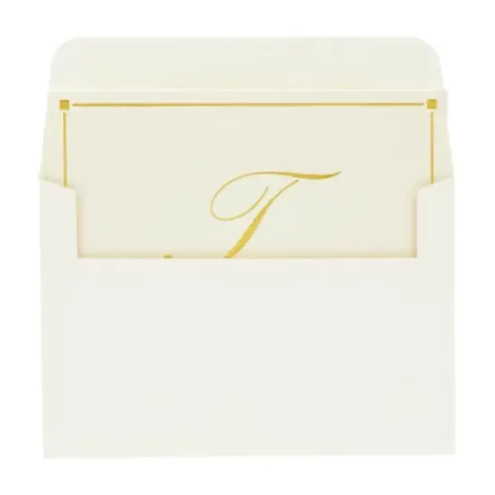 Pipilo Press 24 Pack Ivory Gold Foil Letter T Blank Note Cards with Envelopes 4x6, Initial T Monogrammed Personalized Stationery Set image {5}