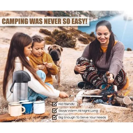 Vondior Airpot Coffee Dispenser with Pump - Insulated Stainless Steel Thermal Beverage Dispenser image {6}