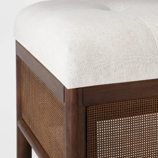 Woodspring Cane Base Ottoman Dark Walnut/Cream - Threshold&trade; designed with Studio McGee image {3}