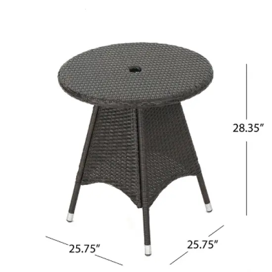 GDFStudio Outdoor Wicker Circular Bistro Table with Umbrella Hole image {2}