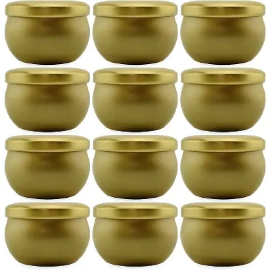 Darware Metallic Gold Candle Tins 12pk; European Style Containers for Storage, Parties, Weddings, Jewelry, Candy and Tea Stash image {6}