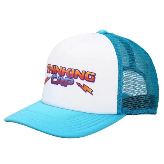 Stranger Things Netflix Series Blue & White Thinking Hat Trucker Hat image {1}