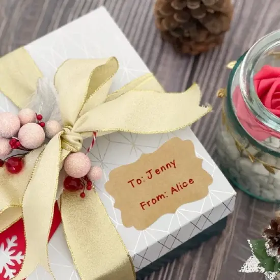 Wrapables Kraft Paper Sticker Labels for Lids, Mason Jars, Bottles, Homemade Products, Gift Wrapping, Parties, (300pcs) Fancy Frame image {10}