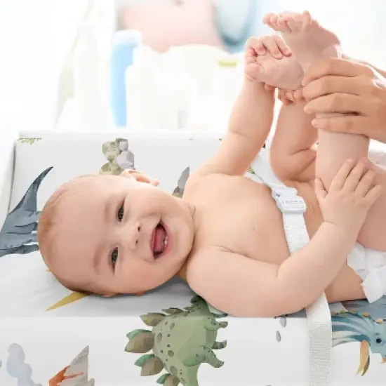 Sweet Jojo Designs Boy Changing Pad Sheet Watercolor Dinosaur Dino Multicolor image {3}