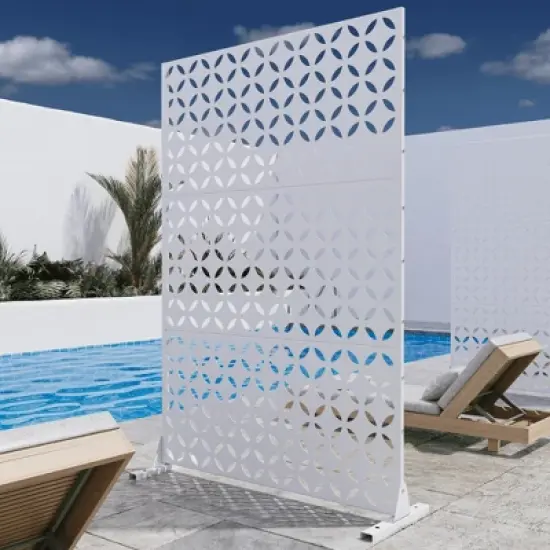 Lirago Outdoor Privacy Fence Panels 72 in. Galvanized Metal White image {1}