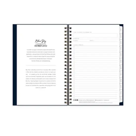 Blue Sky 2024-25 Weekly/Monthly Sustainability Planner 8"x5" Wirebound Navy: Academic & Student Agenda July-June image {6}