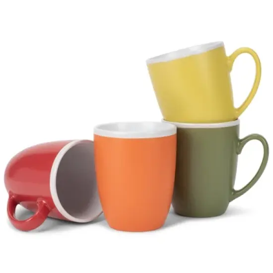 Elanze Designs Solid Color Warm Red Orange Yellow 16 ounce Matte Ceramic Mugs Assorted Set of 4 image {5}