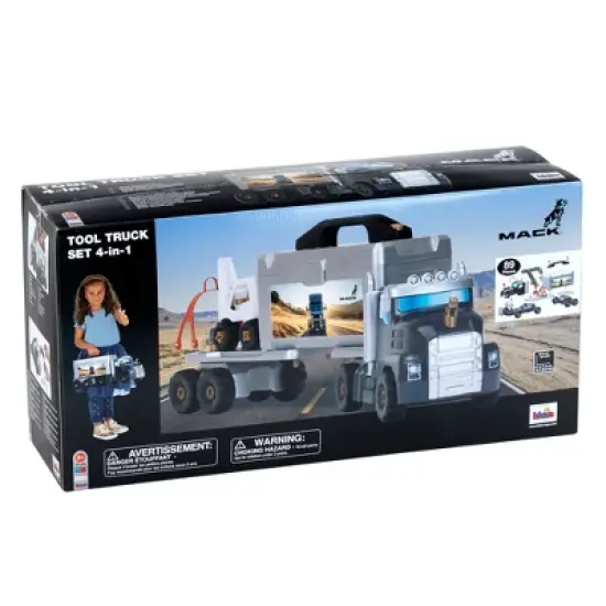 Theo Klein 89 Piece Mack Semi Truck 4 in 1 Convertible Building Play Set Toy with Removeable Tool Box, Crane, and Forklift for Ages 3 & Up image {4}