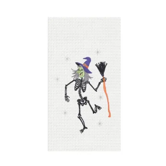 C&F Home Dancing Skeleton Witch Halloween Embroidered 100% Cotton Waffle Weave Kitchen Dishtowel image {3}
