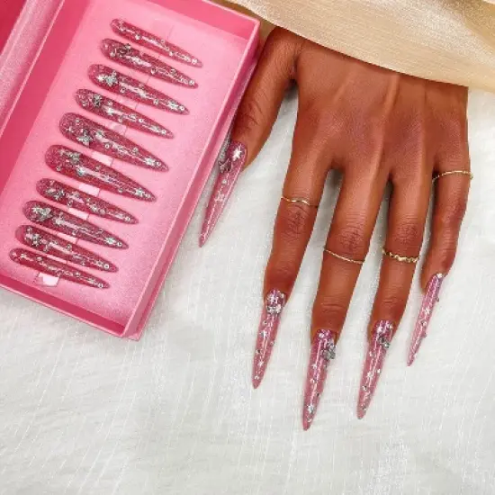 Vynxaria Pink Versatile Press-On Nails for Any Outfit Size M image {3}