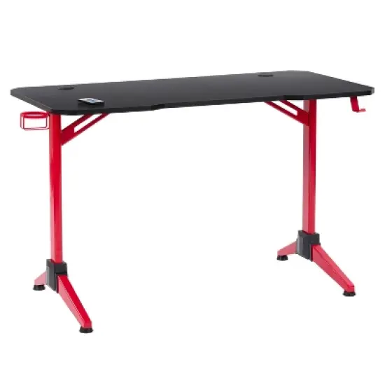 Conqueror Gaming Desk with Led Lights Black and Red - CorLiving image {3}
