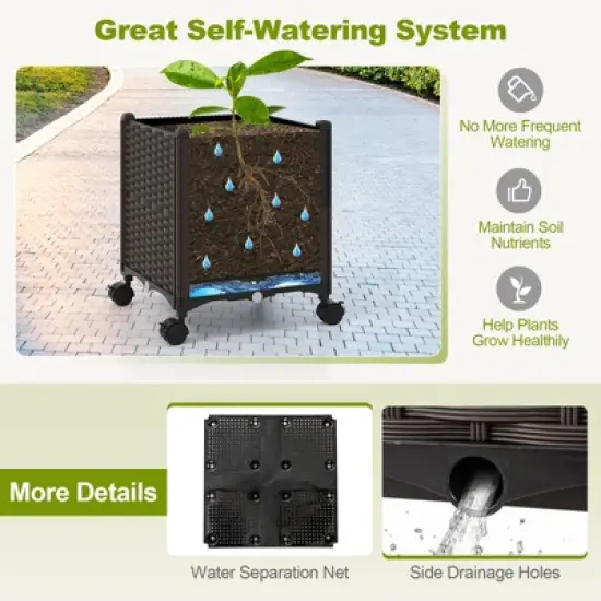 Tangkula 6.6 FT Arch Arbor Trellis w/ 2 Planter Boxes Garden Pergola Arbor w/ Detachable PE-Coated Metal Tubes Self-Watering System & Lockable Wheels image {6}