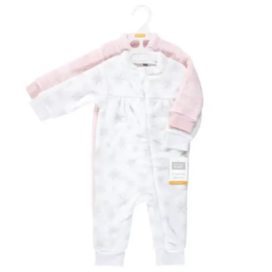 Hudson Baby Infant Girl Plush Jumpsuits, Snowflakes image {1}
