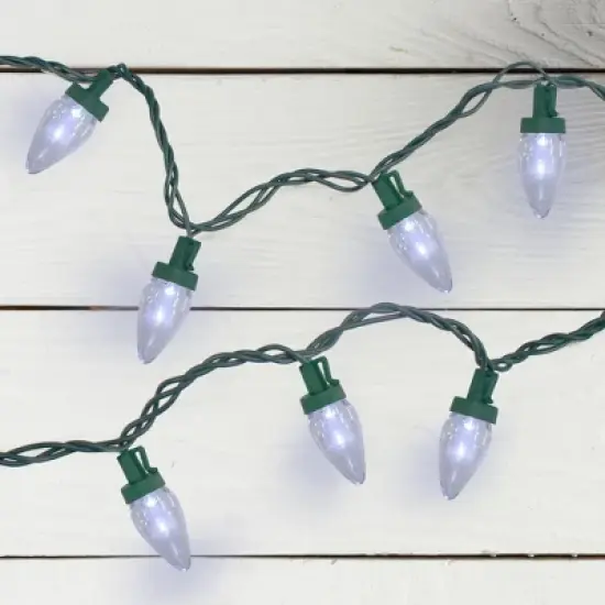 Northlight 50 Pure White LED C7 Mini Christmas Lights, 20.25 ft Green Wire image {1}