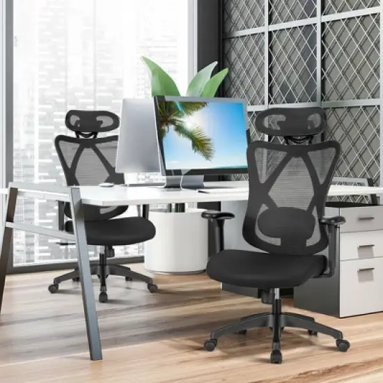 Costway Reclining Mesh Office Chair Swivel Chair w/ Adjustable Lumbar Support image {3}