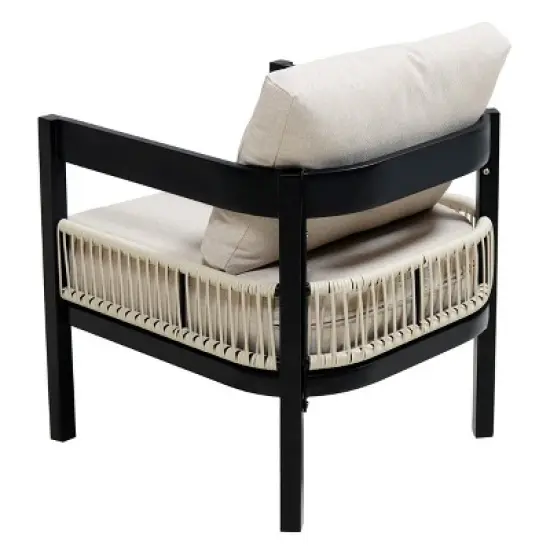 4-Piece Patio Set Outdoor Sofa Set with 1 Table, 1 Loveseat and 2 Single Chairs, Beige/Gray/Dark Blue-ModernLuxe image {11}