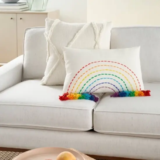 12"x20" Oversize Rainbow with Tassels Lumbar Throw Pillow - Mina Victory image {3}