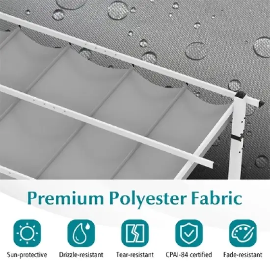 Tangkula 12' x 10' Outdoor Pergola w/ Retractable Canopy Aluminum Frame Anchors Patio image {4}