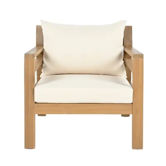 Christopher Knight Home Behram 4 Pieces Outdoor Acacia Wood Slat Design Seating Set, Beige image {8}