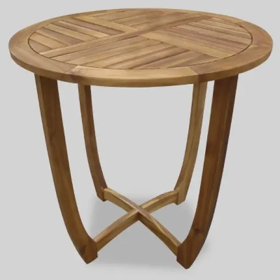 Lindy 3pc Acacia Wood and Wicker Bistro Set - Teak/Cream - Christopher Knight Home image {2}