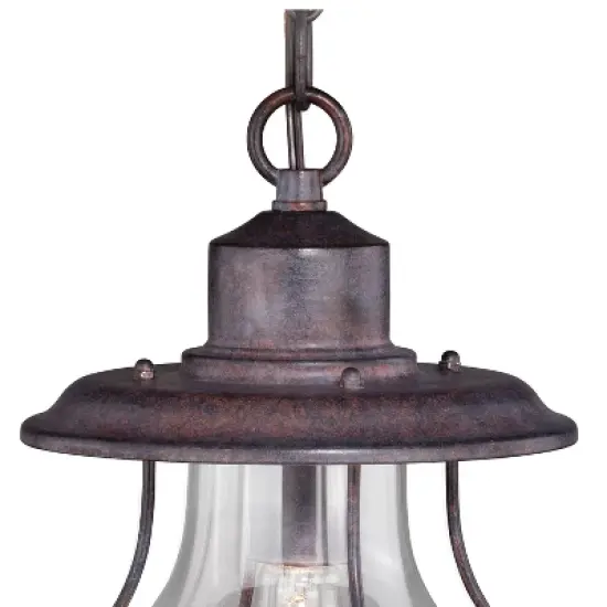 VAXCEL Dockside 1 Light Bronze Coastal Outdoor Lantern Pendant Clear Glass image {9}