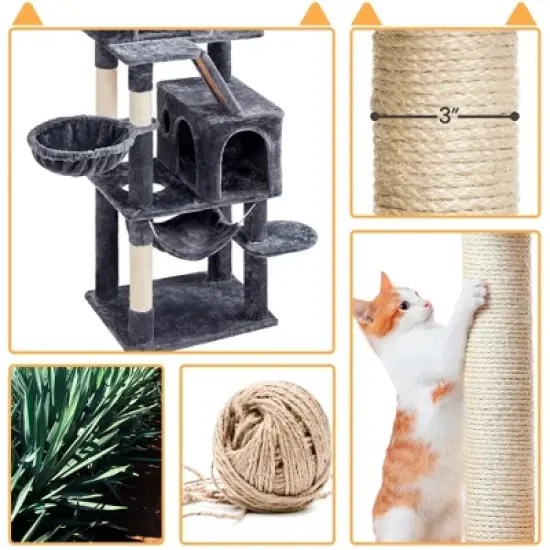 Yaheetech 71.5"H Plush Cat Tree with 2 Condos image {4}