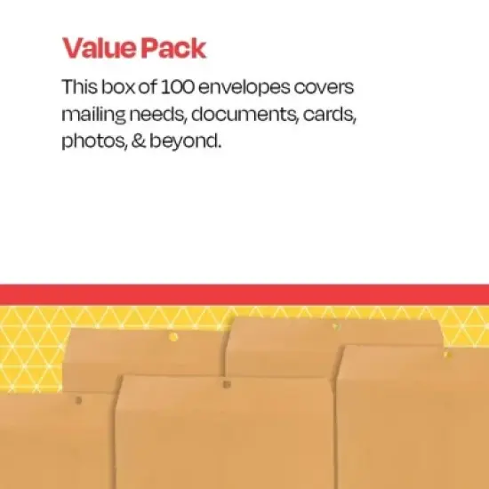 School Smart Kraft Envelope with Clasp, 7-1/2 x 10-1/2 Inches, Pack of 100 image {4}