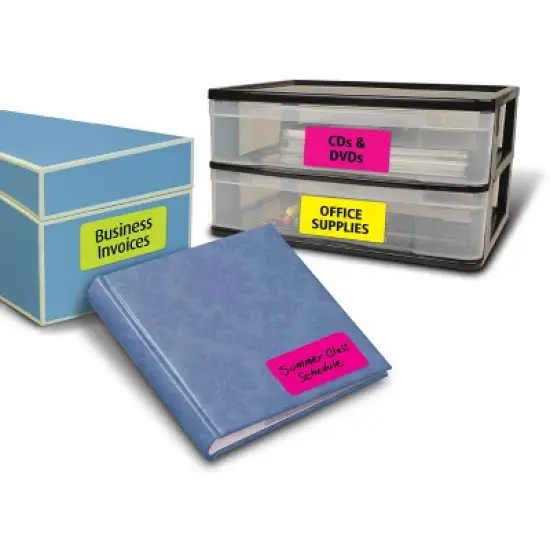 Avery Removable Multipurpose Labels, Sure Feed Technology, Assorted Neon, 2 x 4, 120 Labels (6481) image {2}