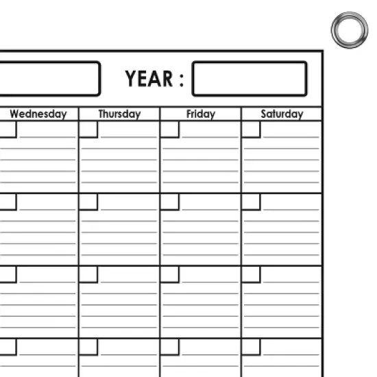 Undated 12-Month Blank Horizontal Laminated Wet & Dry Erase Wall Calendar 24" x 36" - SwiftGlimpse image {2}