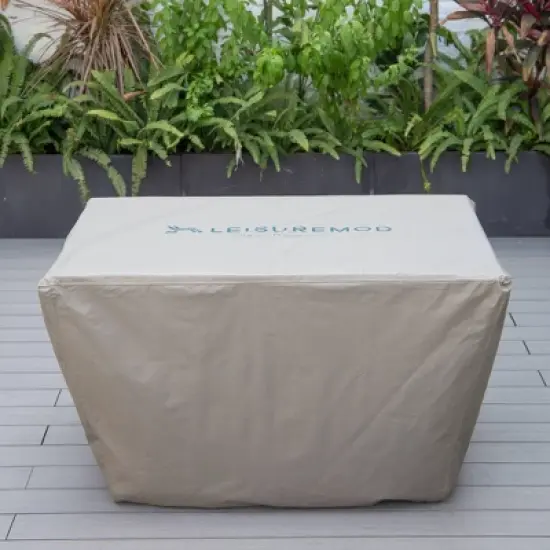 LeisureMod Chelsea 600D Fabric Rectangle Fire Pit Table Cover &ndash; Waterproof, UV-Resistant, All-Weather Protection for Outdoor Patio, Deck, or Porch image {4}