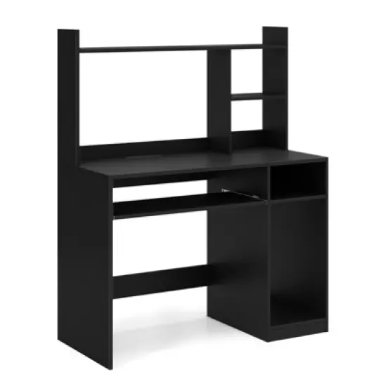 Costway Computer Desk Study Bookcase Workstation with Charging Station Hutch & CPU Stand image {9}