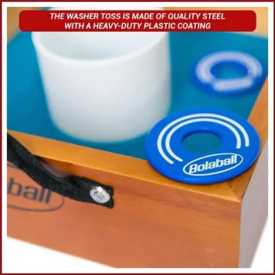 Bolaball All-Weather Washer Toss Game Replacement Washers - Steel Washers - Plastic Coating - Waterproof & Weatherproof - 8 Washers - Red and Blue image {2}