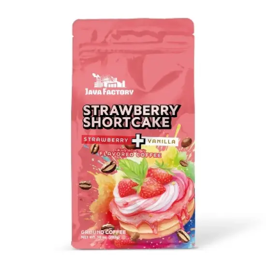Java Factory Strawberry Shortcake Flavored Ground Coffee Bags, 10 oz each, 6 pack image {2}