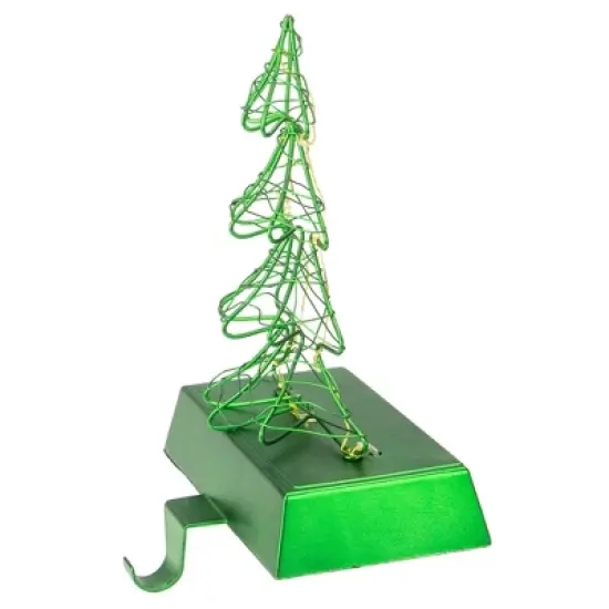 Northlight 8" LED Lighted Green Wired Christmas Tree Stocking Holder image {3}