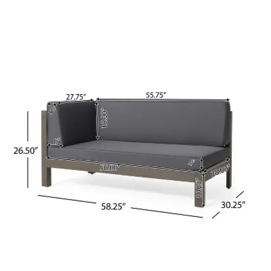 Christopher Knight Home Lyra Outdoor Acacia Wood 4 Seater 88.5" Sectional Sofa with Cushions image {2}